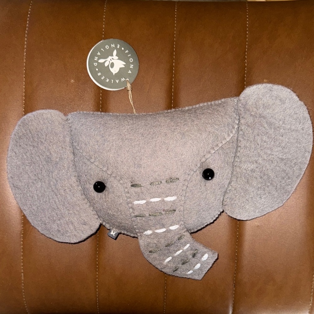New with Tags Fiona Walker England 
elephant Wall Mask organic wool plush